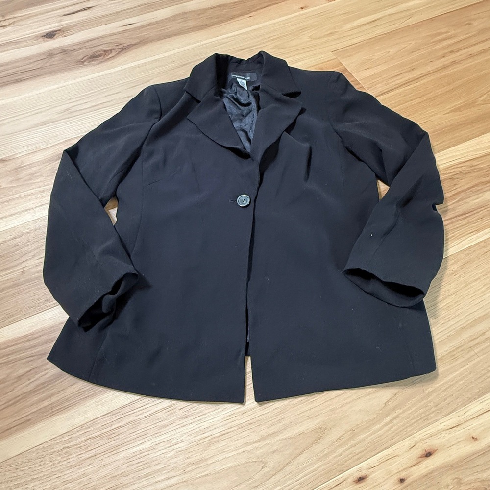 Jones New York Blazer Women 14 Black Vintage Y2K Single Button Professional